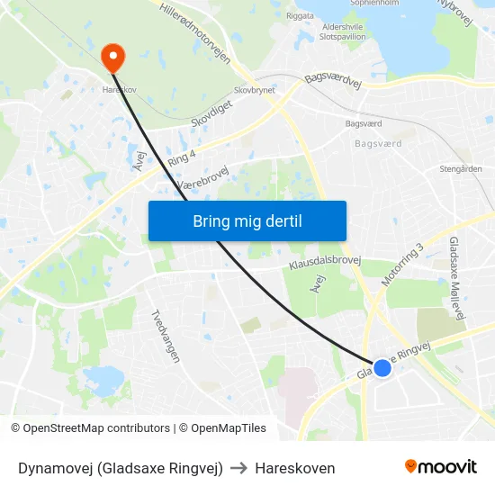 Dynamovej (Gladsaxe Ringvej) to Hareskoven map