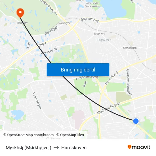 Mørkhøj (Mørkhøjvej) to Hareskoven map