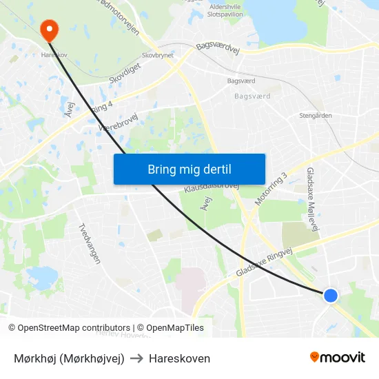 Mørkhøj (Mørkhøjvej) to Hareskoven map