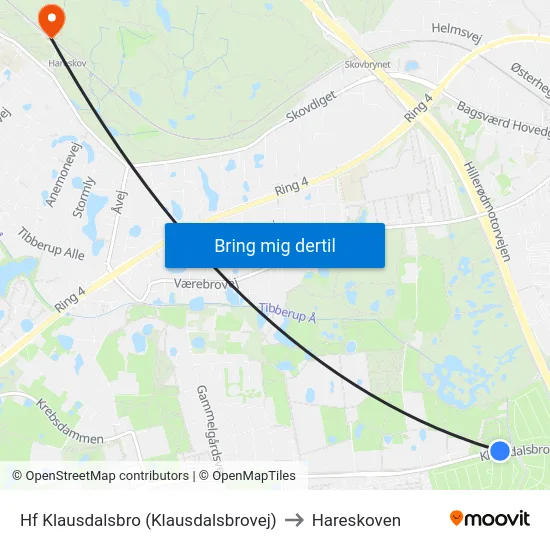Hf Klausdalsbro (Klausdalsbrovej) to Hareskoven map