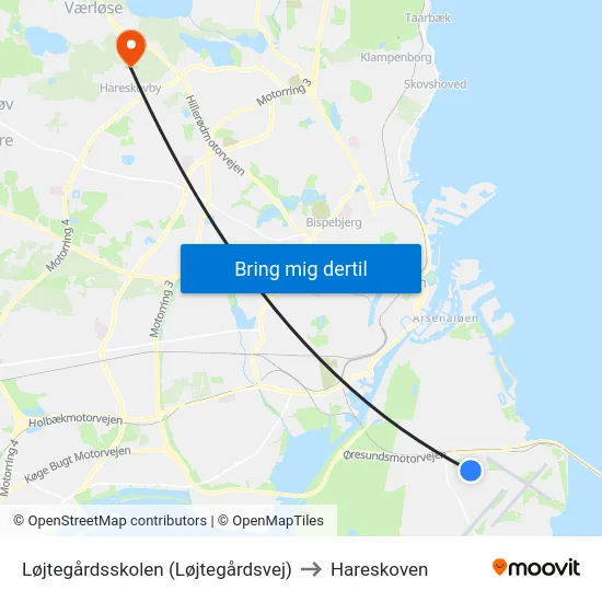 Løjtegårdsskolen (Løjtegårdsvej) to Hareskoven map
