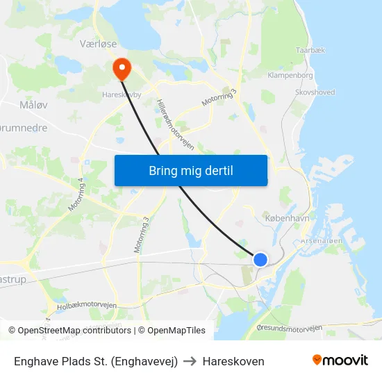 Enghave Plads St. (Enghavevej) to Hareskoven map