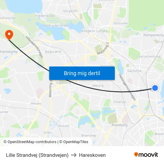 Lille Strandvej (Strandvejen) to Hareskoven map