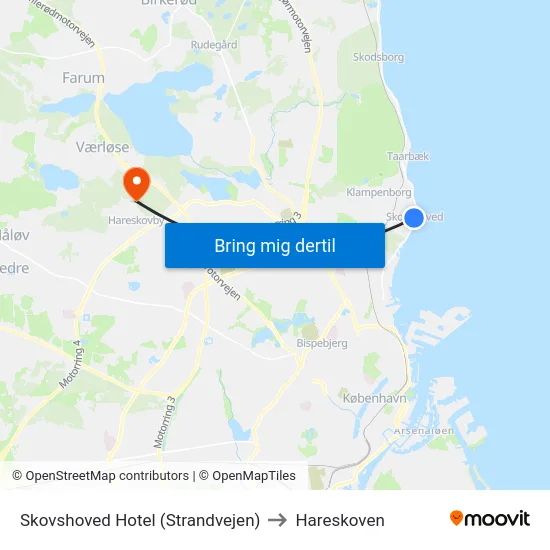 Skovshoved Hotel (Strandvejen) to Hareskoven map