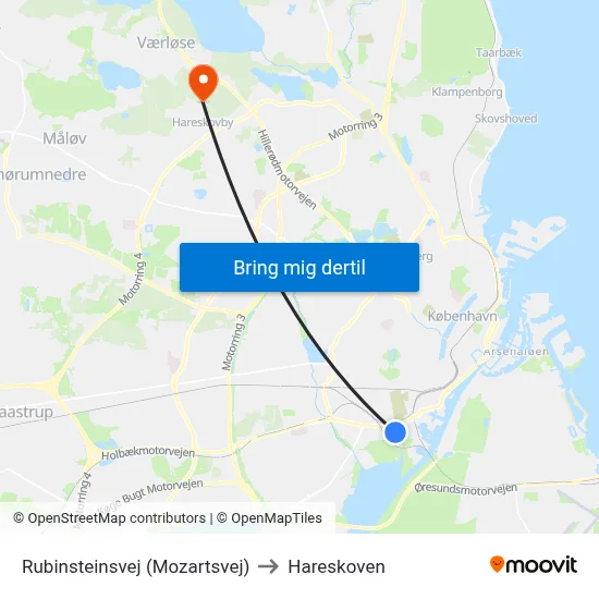 Rubinsteinsvej (Mozartsvej) to Hareskoven map