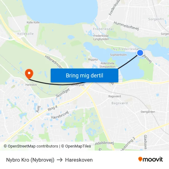 Nybro Kro (Nybrovej) to Hareskoven map