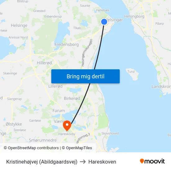 Kristinehøjvej (Abildgaardsvej) to Hareskoven map