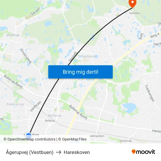 Ågerupvej (Vestbuen) to Hareskoven map