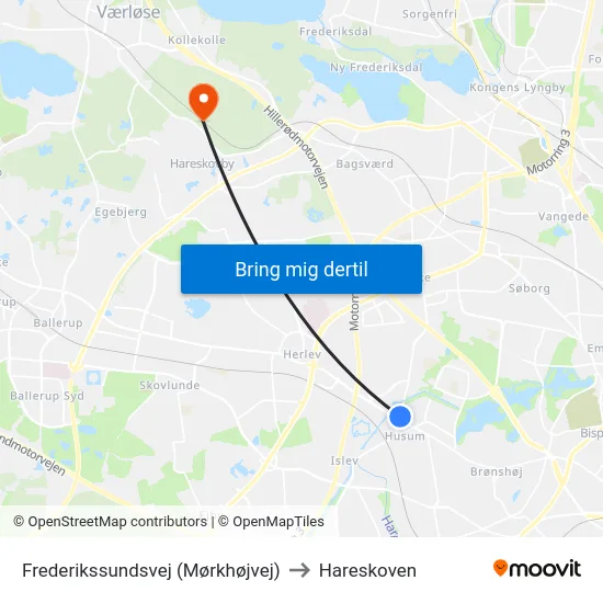 Frederikssundsvej (Mørkhøjvej) to Hareskoven map
