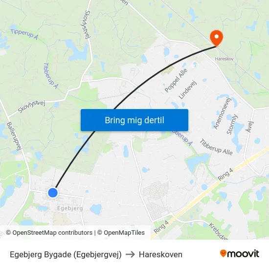 Egebjerg Bygade (Egebjergvej) to Hareskoven map