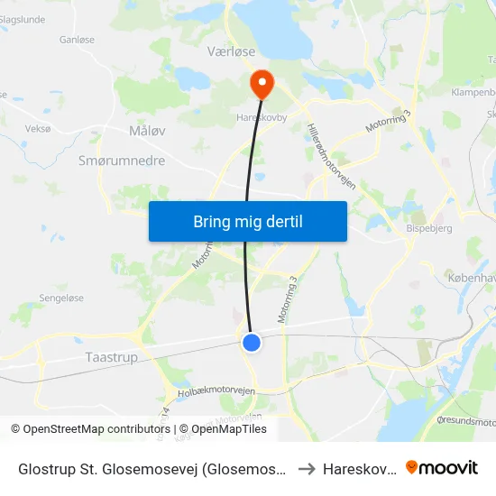 Glostrup St. Glosemosevej (Glosemosevej) to Hareskoven map