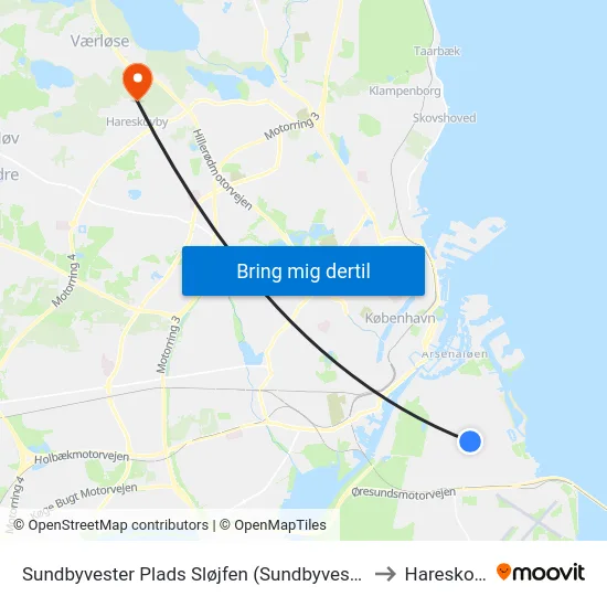Sundbyvester Plads Sløjfen (Sundbyvester Plads) to Hareskoven map
