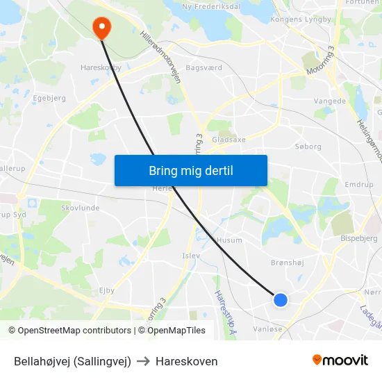 Bellahøjvej (Sallingvej) to Hareskoven map
