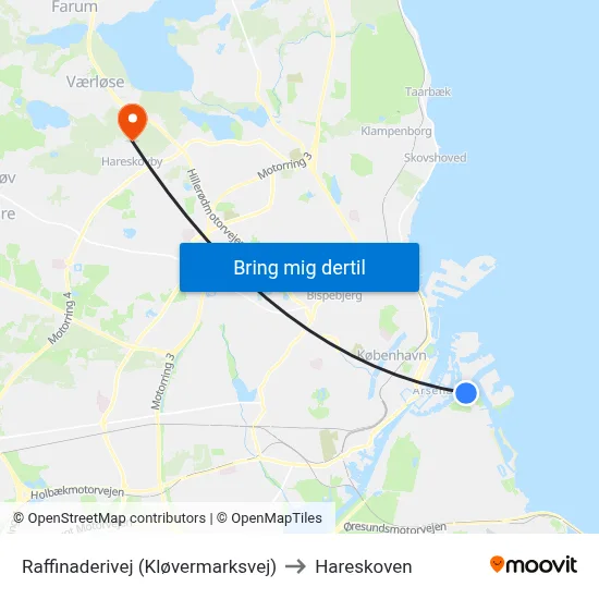 Raffinaderivej (Kløvermarksvej) to Hareskoven map