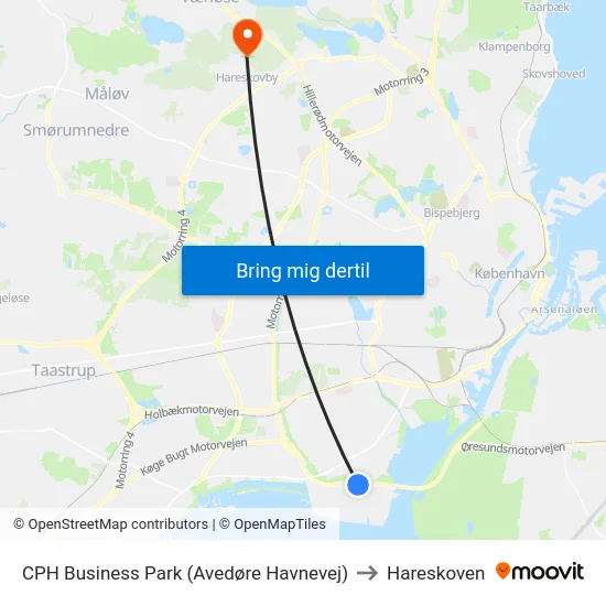 CPH Business Park (Avedøre Havnevej) to Hareskoven map