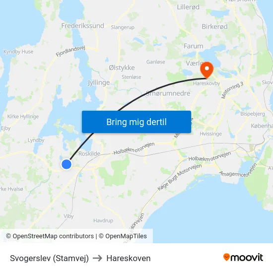 Svogerslev (Stamvej) to Hareskoven map