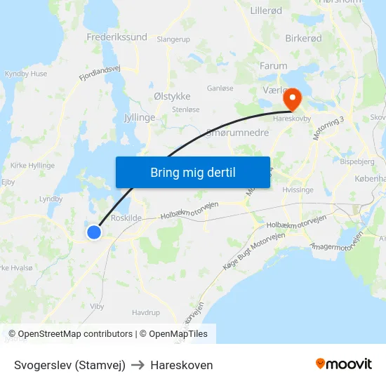 Svogerslev (Stamvej) to Hareskoven map