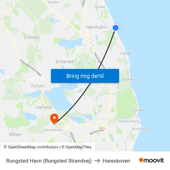 Rungsted Havn (Rungsted Strandvej) to Hareskoven map