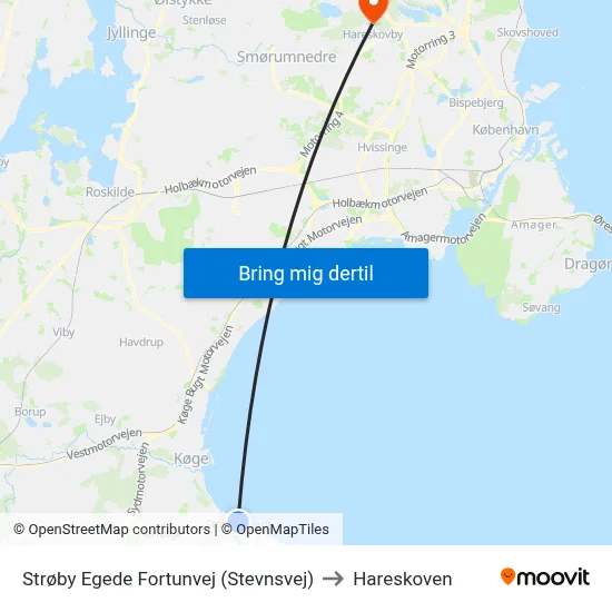 Strøby Egede Fortunvej (Stevnsvej) to Hareskoven map