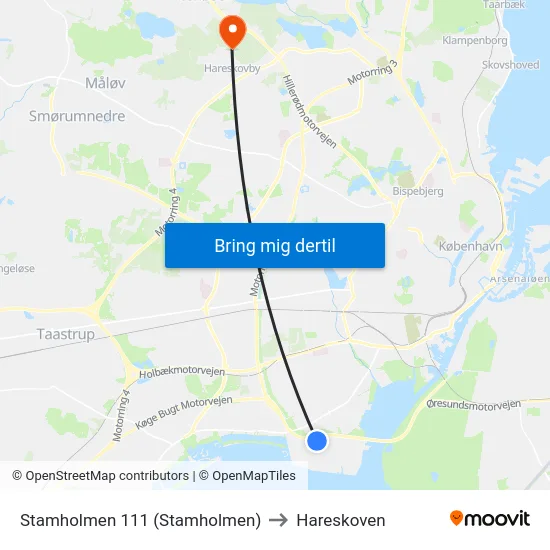 Stamholmen 111 (Stamholmen) to Hareskoven map