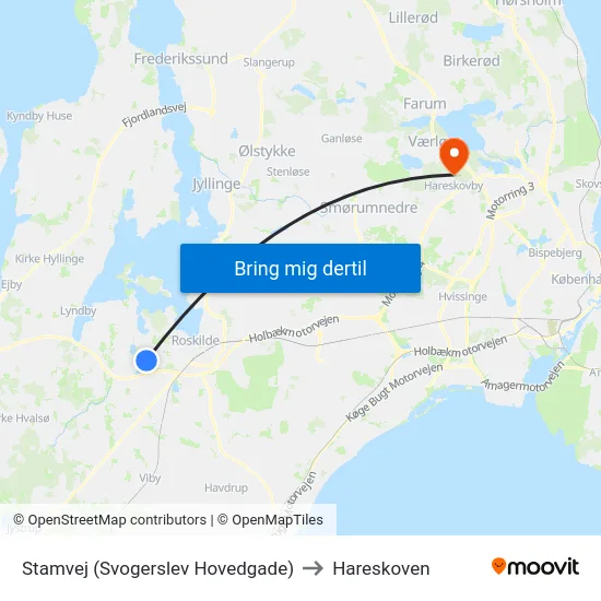 Stamvej (Svogerslev Hovedgade) to Hareskoven map