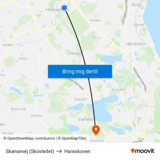 Skansevej (Skovledet) to Hareskoven map