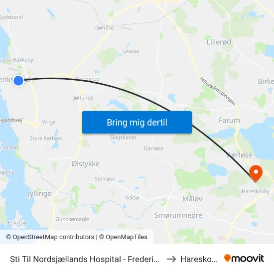 Sti Til Nordsjællands Hospital - Frederikssund to Hareskoven map