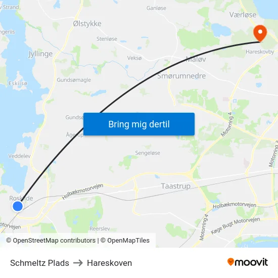Schmeltz Plads to Hareskoven map