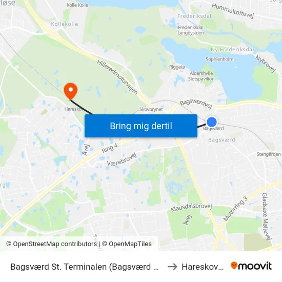 Bagsværd St. Terminalen (Bagsværd St.) to Hareskoven map