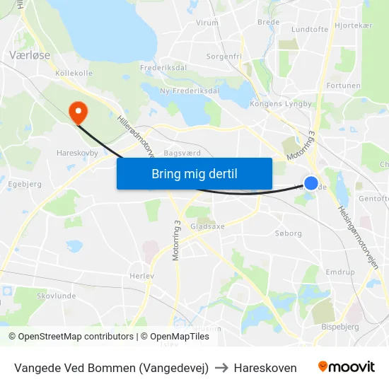 Vangede Ved Bommen (Vangedevej) to Hareskoven map