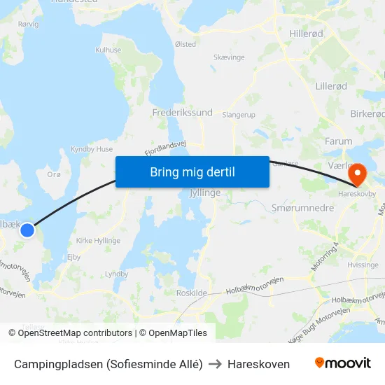 Campingpladsen (Sofiesminde Allé) to Hareskoven map