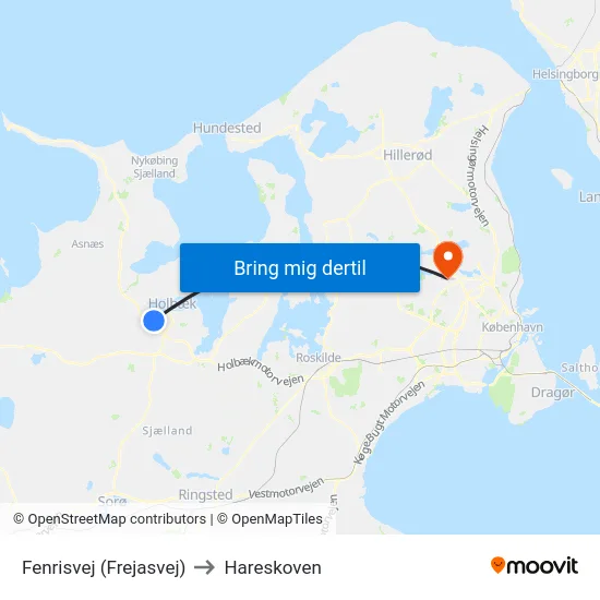 Fenrisvej (Frejasvej) to Hareskoven map