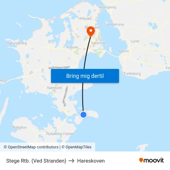 Stege Rtb. (Ved Stranden) to Hareskoven map