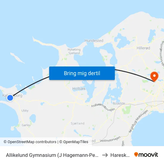 Allikelund Gymnasium (J Hagemann-Petersens Allé) to Hareskoven map