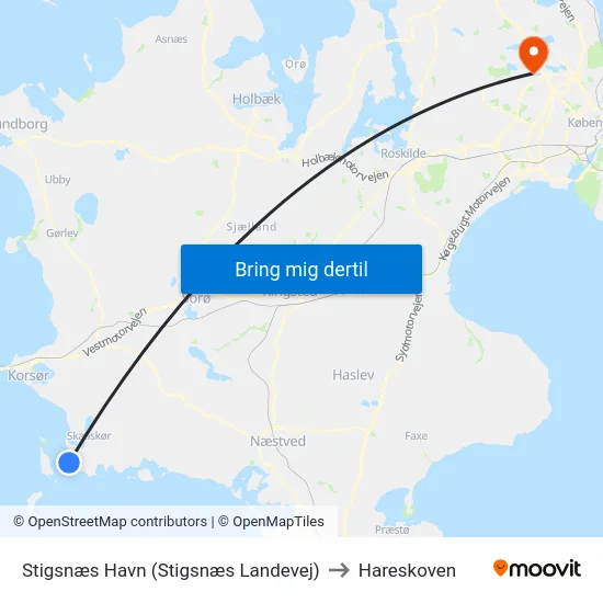 Stigsnæs Havn (Stigsnæs Landevej) to Hareskoven map
