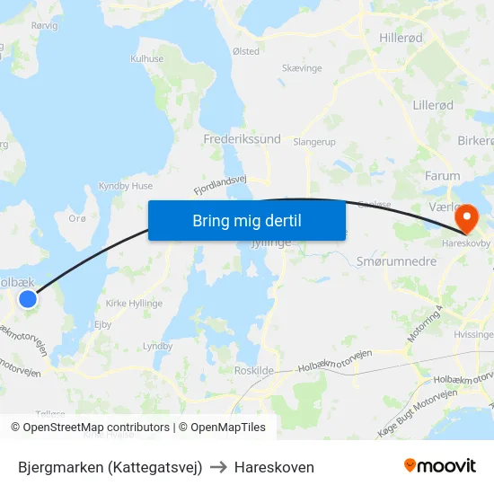 Bjergmarken (Kattegatsvej) to Hareskoven map