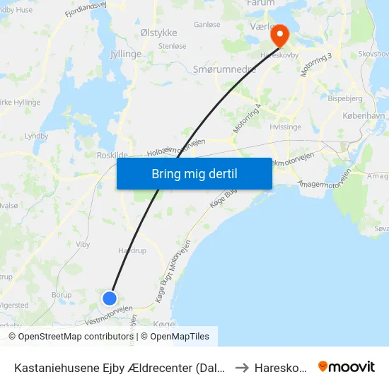 Kastaniehusene Ejby Ældrecenter (Dalbyvej) to Hareskoven map
