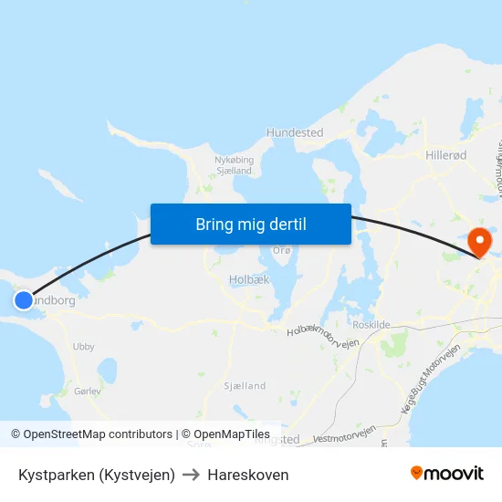 Kystparken (Kystvejen) to Hareskoven map