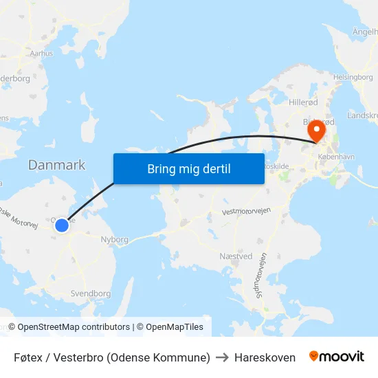 Føtex / Vesterbro (Odense Kommune) to Hareskoven map