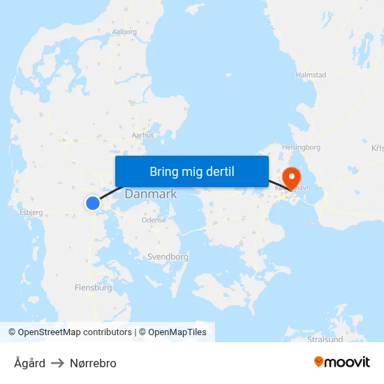 Ågård to Nørrebro map