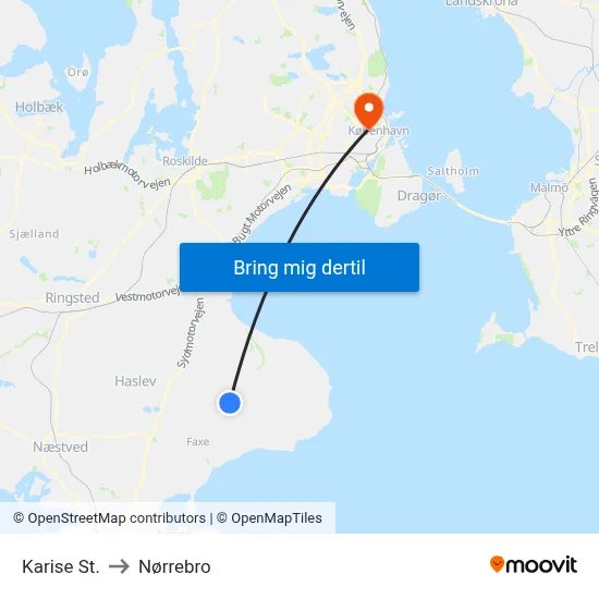 Karise St. to Nørrebro map