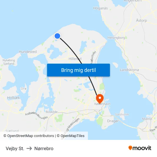 Vejby St. to Nørrebro map