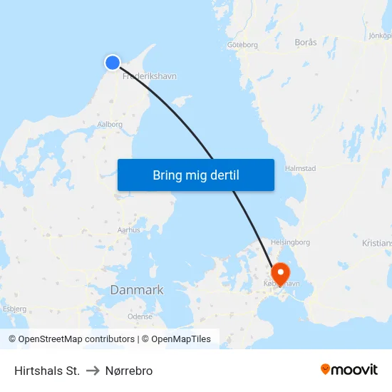 Hirtshals St. to Nørrebro map