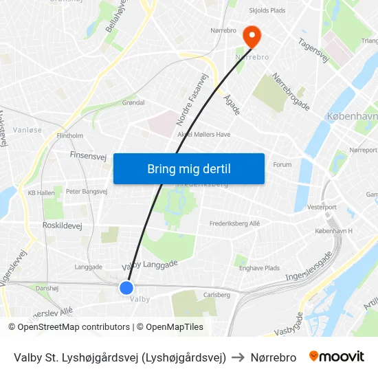 Valby St. Lyshøjgårdsvej (Lyshøjgårdsvej) to Nørrebro map
