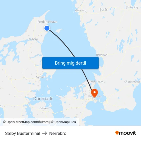 Sæby Busterminal to Nørrebro map