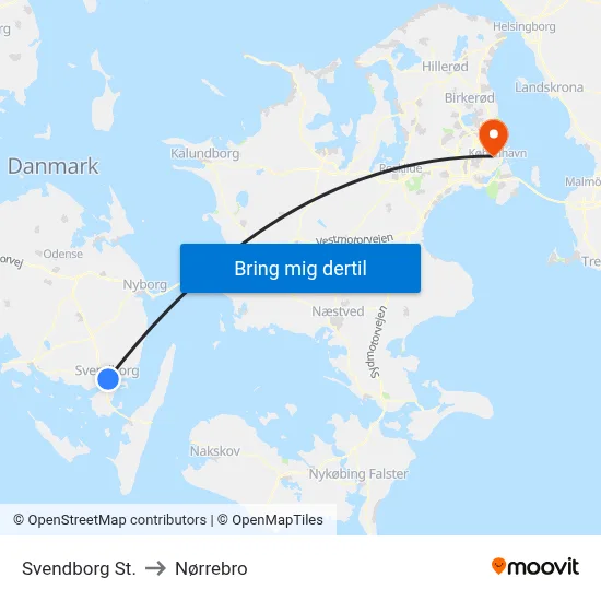 Svendborg St. to Nørrebro map