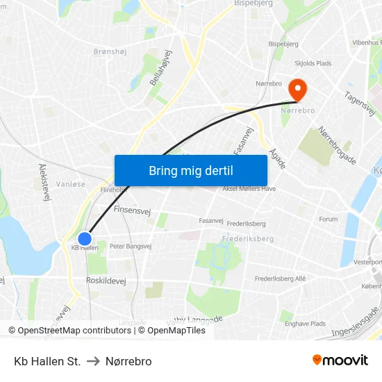 Kb Hallen St. to Nørrebro map
