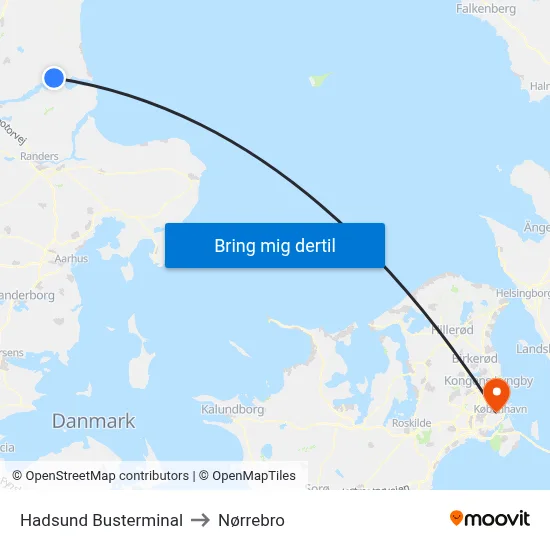 Hadsund Busterminal to Nørrebro map