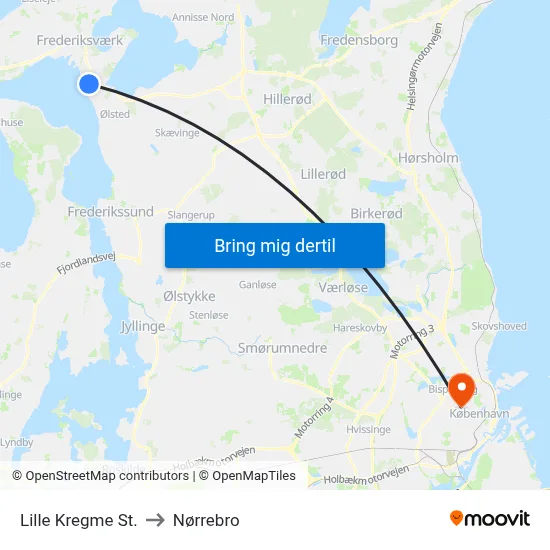 Lille Kregme St. to Nørrebro map