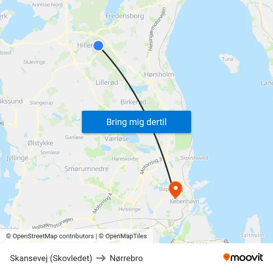 Skansevej (Skovledet) to Nørrebro map